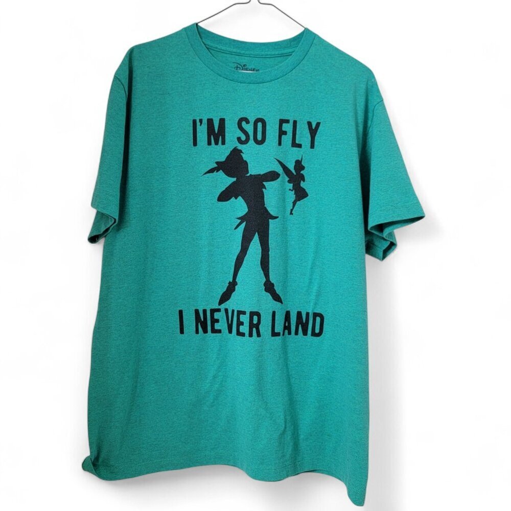 Disney Women's Size L Green Peter Pan "I'M SO FLY I NEVERLAND" T Shirt